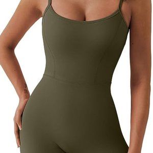 QINSEN Womens Spaghetti Strap Bodycon Stretch Jumpsuit U Neck One Piece Romper